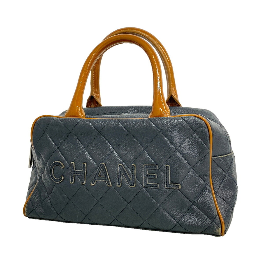 Chanel Matelassé handbag, patent leather, calfskin, navy, women's.